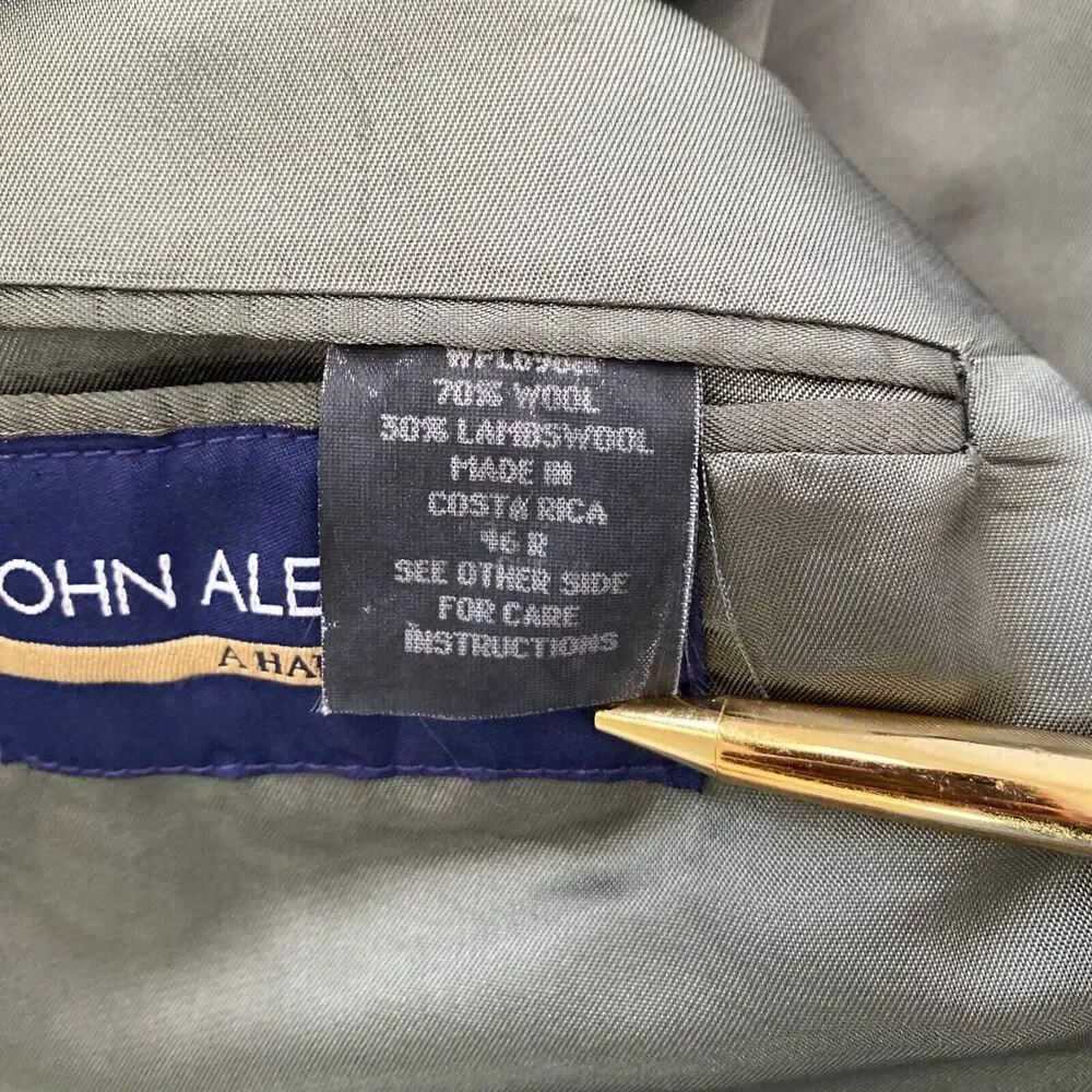John Alexander Men’s Gray Tweed‎ Herringbone Wool Sport Coat Blazer Jacket 46R